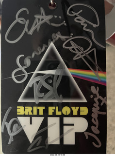 Comerica Theater - Brit Floyd - my autographed VIP badge