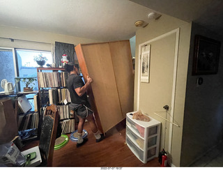 home construction - moving the bookcase from the garage to my bedroom