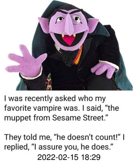 Facebook - vampire from Sesame Street counts