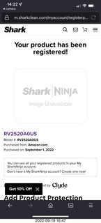 Shark - your product has been registered!