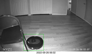 dark room with Sharknado robot vacuum