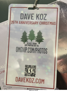 Mesa Arts- Dave Koz VIP badge