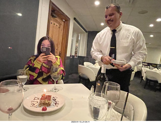 778 a1p. Tomaso's Italian Restaurant - our waiter - Happy Birthday - Olga