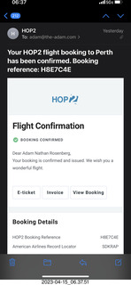 13 a1s. HOP2 confirmation, but with only their number, no six-character confirmation code