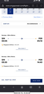 16 a1s. HOP2 alternative routings SIN-PER