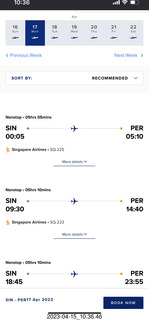 17 a1s. HOP2 alternative routings SIN-PER