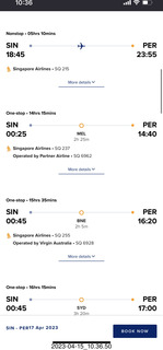 HOP2 alternative routings SIN-PER