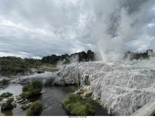 New Zealand - Thermal Hot Springs - Te Puia - steam and geyser sign