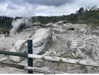 New Zealand - Thermal Hot Springs - Te Puia - steam and geyser sign