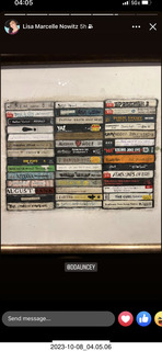 my tapes shelf with my cats Miss Pris and Jane