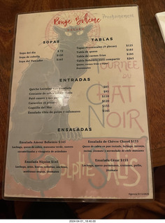 127 a24. Mexico City menu