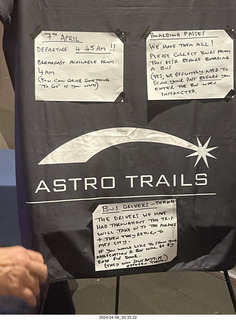 238 a24. back at hotel - Astro Trails desk instructions for tomorrow