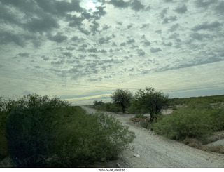 19 a24. Torreon - drive to eclipse site with cloudy skies