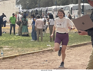 Torreon eclipse day - Gwyneth Hueter running