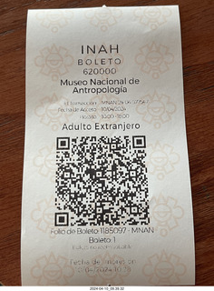 8 a24. Mexico City - Museum of Anthropology ticket