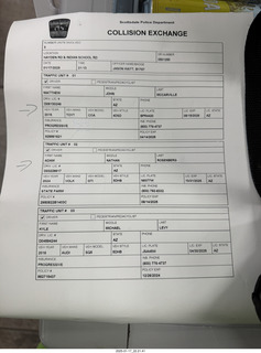 103 a2d. Scottsdale, Hayden Road, my car crash - Collision Exchange document