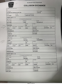 104 a2d. Scottsdale, Hayden Road, my car crash - Collision Exchange document