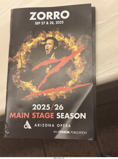 Arizona Opera - Zorro - program Symphony Hall - Arizona Opera - Zorro program