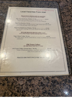 225 a2n. TF - Ruby's restaurant liquor menu
