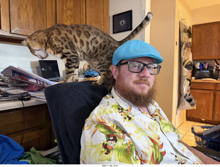 Adam on Halloween with Pickle on my shoulders