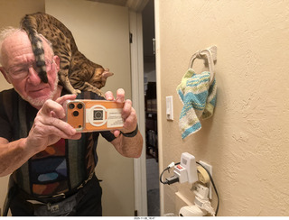 cat Pickle on my shoulder