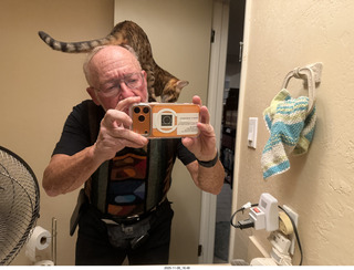 cat Pickle on my shoulder