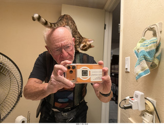 cat Pickle on my shoulder