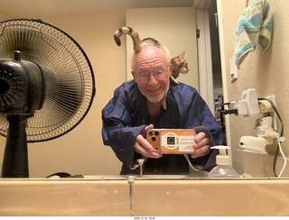 before concert, cat Pickle on my back