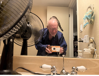 before concert, cat Pickle on my back