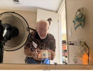 before concert, cat Pickle on my back