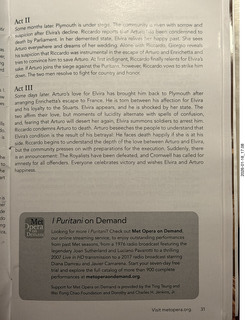 51 a2r. New York City - Manhattan - Lincoln Center - Metropolitan Opera - I Puritani - program