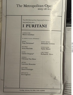 76 a2r. New York City - Manhattan - Lincoln Center  - Metropolitan Opera - I Puritani - program