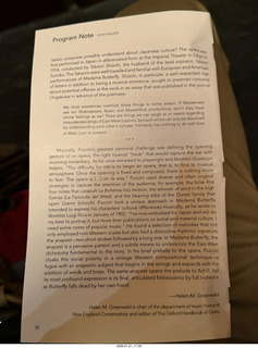 44 a2r. New York City - Manhattan - Metropolitan Opera Madama Butterfly - program