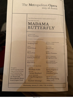 56 a2r. New York City - Manhattan - Metropolitan Opera Madama Butterfly - program