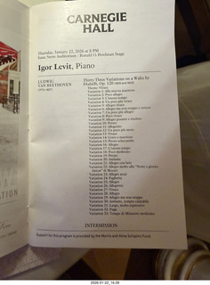 58 a2r. New York City - Manhattan - Carnegie Hall program (not my show)