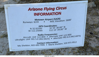 36 a2s. Motown airstrip (5AZ6) - Arizona Flying Circus - information sign