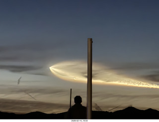 232 a2s. Arizona Flying Circus - night - Elon Musk launch contrail