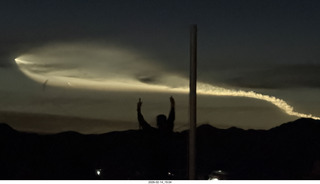 233 a2s. Arizona Flying Circus - night - Elon Musk launch contrail