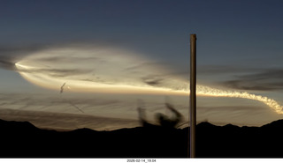 234 a2s. Arizona Flying Circus - night - Elon Musk launch contrail