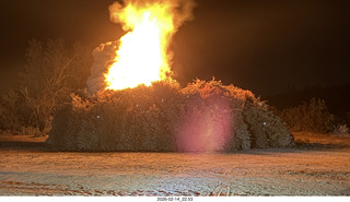 349 a2s. Arizona Flying Circus - night - Christmas trees under attack on fire