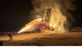 394 a2s. Arizona Flying Circus - night - Christmas trees on fire - helper - flamethrower