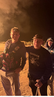 Arizona Flying Circus - night - Christmas trees on fire - helper - Mo - Adam