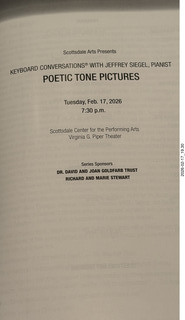 Scottsdale Arts - Jeffrey Siegel Keyboard Conversations - program