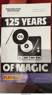 Kimmel Center - Marian Anderson Hall - Philadelphia Orchestra program