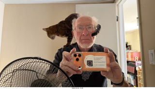 Adam with cat Pickle on my shoulder