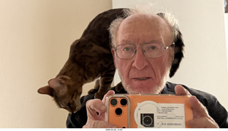 Adam and my cat Pickle on my shoulder