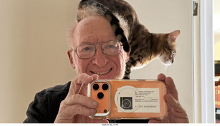 Adam and my cat Pickle on my shoulder