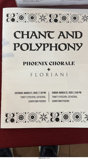 Phoenix Trinity Episcopal Cathedral - Phoenix Chorale and Floriani - Chant and Polyphony - program