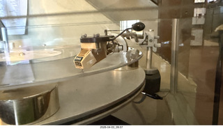 14 a2u. Transcriptor Skeleton turntable and Vestigal tonearm with clear vinyl record