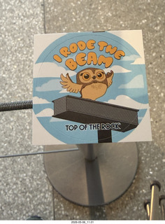 159 a2v. New York City - Top of the Rock - I rode the Beam sticker